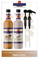 Simonelli Kahve ve Kokteyl Şurubu 2’li Çikolatalı Kurabiye Beyaz Çikolatalı 700 ml Pompa Hediye