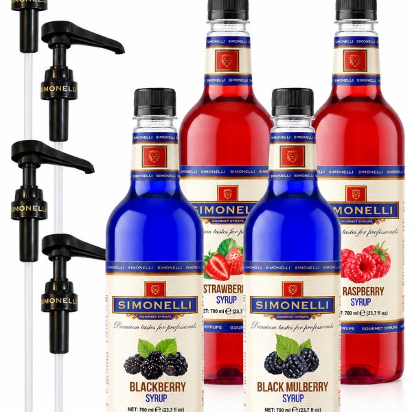 Simonelli 4’lü Kokteyl Şurubu Seti 700 ml Çilek Böğürtlen Frambuaz Karadut Aromalı