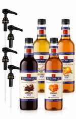 Simonelli Kahve ve Kokteyl Şurubu 700 ml 4'lü Set Karamel+Portakal+Çikolata+Beyaz Çikolata